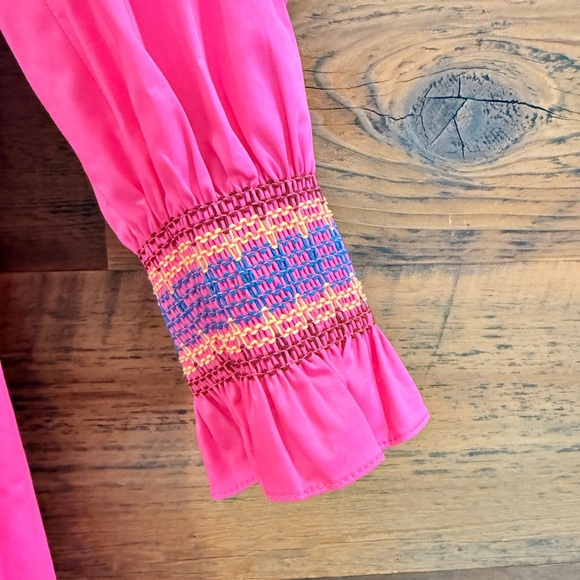 10 Crosby Derek Lam Katrina Bright Pink Smocked Mini Dress Cover-Up NWOT - Picture 5 of 8